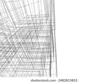 Abstract modern building. Architecture concept sketch. 