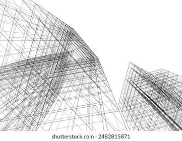 Abstract modern building. Architecture concept sketch. 