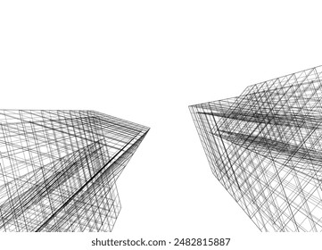 Abstract modern building. Architecture concept sketch. 