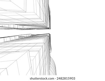 Abstract modern building. Architecture concept sketch. 