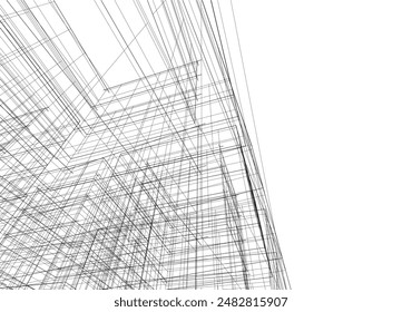 Abstract modern building. Architecture concept sketch. 