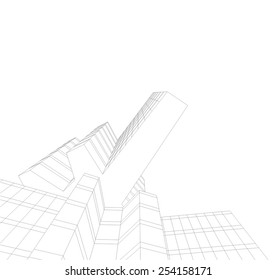 Abstract modern building. Architecture concept sketch. 