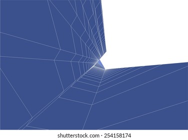 Abstract modern building. Architecture concept sketch. 