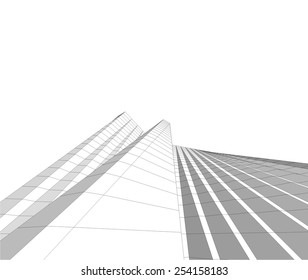 Abstract modern building. Architecture concept sketch. 