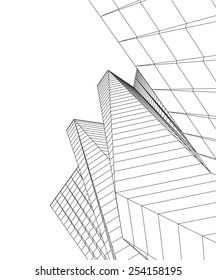 Abstract modern building. Architecture concept sketch. 
