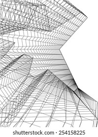 Abstract modern building. Architecture concept sketch. 