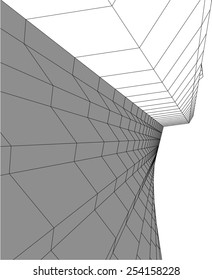 Abstract modern building. Architecture concept sketch. 
