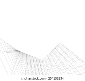 Abstract modern building. Architecture concept sketch. 