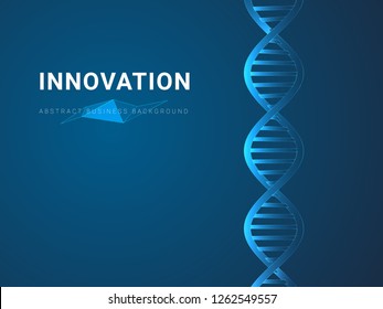 Abstract modern business background depicting innovation in shape of a DNA double helix on blue background.