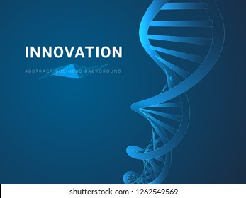 Abstract modern business background depicting innovation in shape of a DNA double helix on blue background.