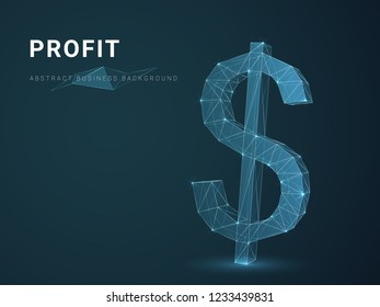 Abstract modern business background vector depicting profit with stars and lines in shape of a dollar sign on blue background.