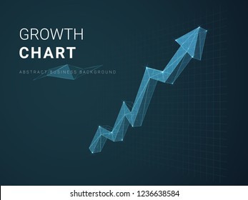 Abstracto vector moderno de fondo de negocio que representa el gráfico de crecimiento con estrellas y líneas en forma de flecha sobre fondo azul.