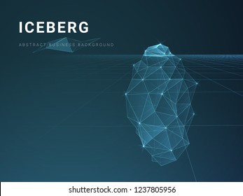 Abstract Modern Business Background Vector With Stars And Lines In Shape Of An Iceberg On Blue Background.