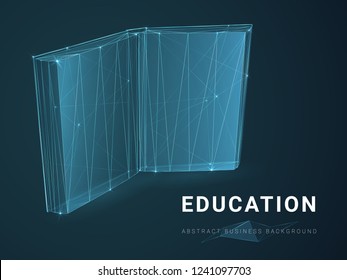 Abstract modern business background vector depicting education with stars and lines in shape of a book on blue background.