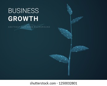 Abstract modern business background vector depicting business growth with stars and lines in shape of a plant on blue background.