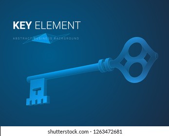 Abstract modern business background vector depicting importance in shape of a key on blue background.