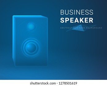 Abstract modern business background vector depicting business speaker in shape an audio speaker on blue background.