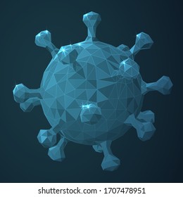 Abstract modern business background vector depicting coronavirus cell on blue background