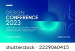 Abstract modern business conference design template with creative round lines. Minimal flyer layout. Vector, 2023-2024