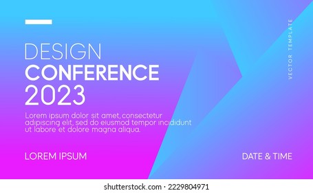 Abstract modern business conference design template with gradient geometric shape effect. Dynamic flyer layout. Vector, 2023