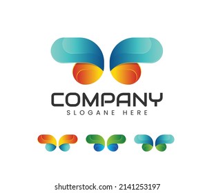 Abstract modern butterfly fashion vector logo design
