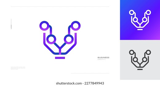Abstract and Modern Cat Face Logo Design with Technology and Connection Concepts