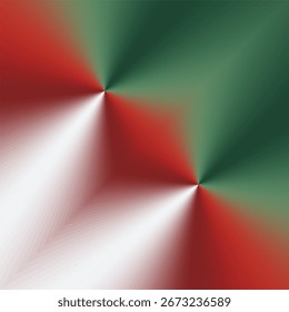 An abstract, modern Christmas background with sharp, metallic gradients in festive red, green, and white.