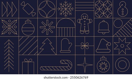 Abstract Modern Christmas geometric with simple outline vector background