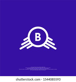 abstract modern circle B logo letter isolated on blue background simple creative design concept.