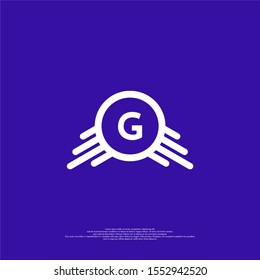 abstract modern circle G logo letter isolated on blue background simple creative design concept.