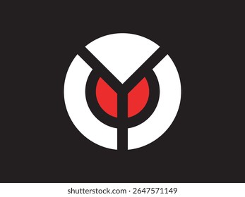 Abstract Modern Circle Geometric Shape with Y Letter Logo Icon