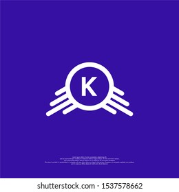 abstract modern circle K logo letter isolated on blue background simple creative design concept.