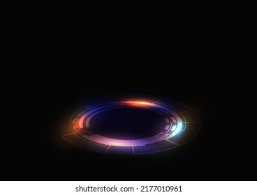 Abstract modern circle light, ring technology effect on black background vector illustration.