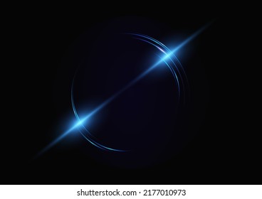 Abstract modern circle light, ring technology effect on black background vector illustration.