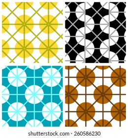Abstract Modern circle mix cross line pattern in four style