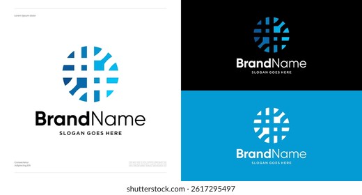 Abstract modern circle tech with blue color for technology and brand identity business, Global symbol vector illustration element templates editable