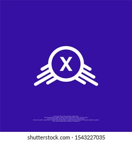 abstract modern circle X logo letter isolated on blue background simple creative design concept.
