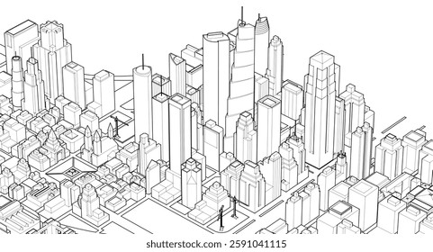 
abstract modern city 3d illustration