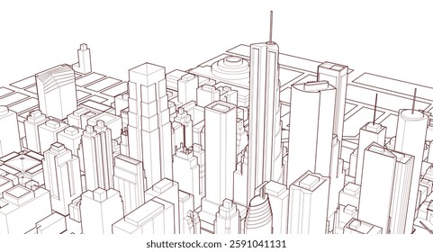 
abstract modern city 3d illustration