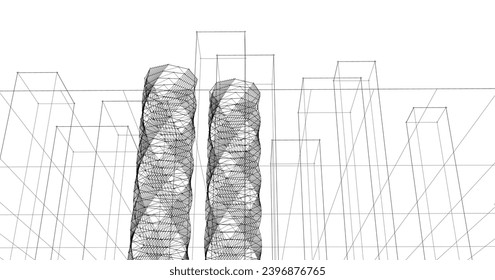 representación abstracta de ciudad moderna 3d