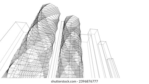representación abstracta de ciudad moderna 3d