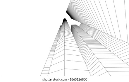 Abstrakte moderne Stadtgebäude 3D-Illustration