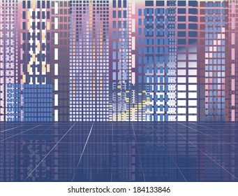 Abstract modern city, vector illustration