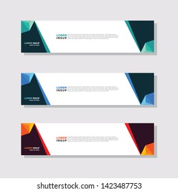 abstract modern collection of web banner template. Abstract geometric web design banner template isolated on dark grey background