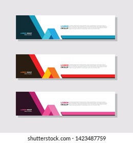  abstract modern collection of web banner template. Abstract geometric web design banner template isolated on dark grey background