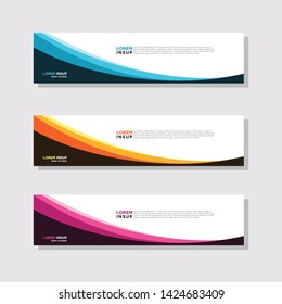  abstract modern collection of web banner template. Abstract geometric web design banner template isolated on dark grey background
