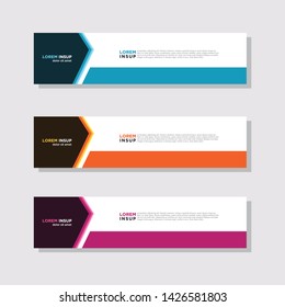  abstract modern collection of web banner template. Abstract geometric web design banner template isolated on dark grey background