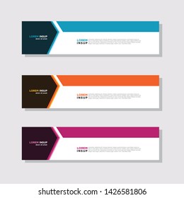 abstract modern collection of web banner template. Abstract geometric web design banner template isolated on dark grey background