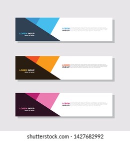  abstract modern collection of web banner template. Abstract geometric web design banner template isolated on dark grey background