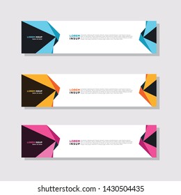  abstract modern collection of web banner template. Abstract geometric web design banner template isolated on dark grey background